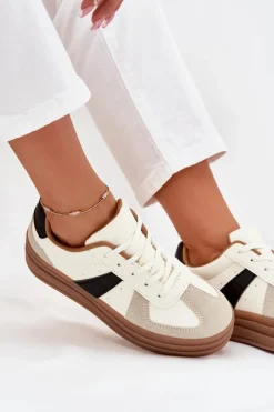 Best Sneakesy Damskie Na Platformie Beżowe Sivirae Damskie Sneakersy Damskie