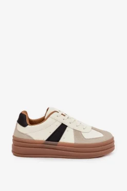 Best Sneakesy Damskie Na Platformie Beżowe Sivirae Damskie Sneakersy Damskie