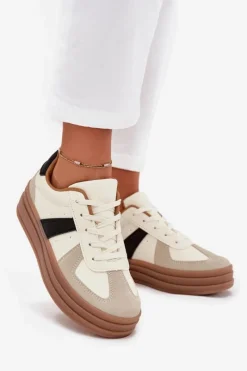 Best Sneakesy Damskie Na Platformie Beżowe Sivirae Damskie Sneakersy Damskie