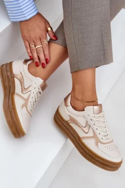 Sneakersy Damskie>Boto Sneakesy Damskie Na Platformie Beżowe Annines
