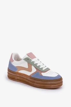 Online Sneakesy Damskie Z Brokatem Na Platformie Niebieskie Annines Damskie Sneakersy Damskie