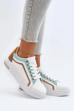 Sneakesy Damskie Z Brokatem Niebieskie Elnami Damskie Sneakersy Damskie