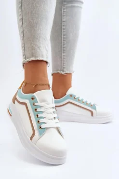 Sneakesy Damskie Z Brokatem Niebieskie Elnami Damskie Sneakersy Damskie