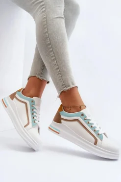 Sneakesy Damskie Z Brokatem Niebieskie Elnami Damskie Sneakersy Damskie