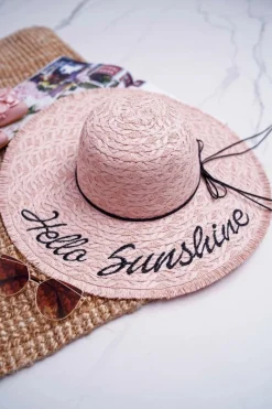 Online Słomiany Kapelusz BRUNO ROSSI Hello Sunshine Różowy Okrycia Głowy
