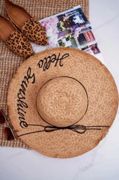 Okrycia Głowy></noscript>Boto Słomiany Kapelusz BRUNO ROSSI Hello Sunshine Camel