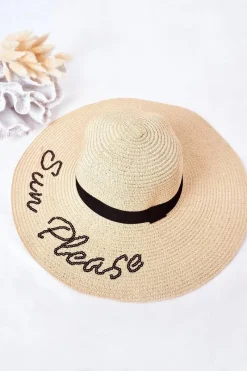 Boto Słomiany Kapelusz Z Cekinami BRUNO ROSSI Sun Please Beżowy