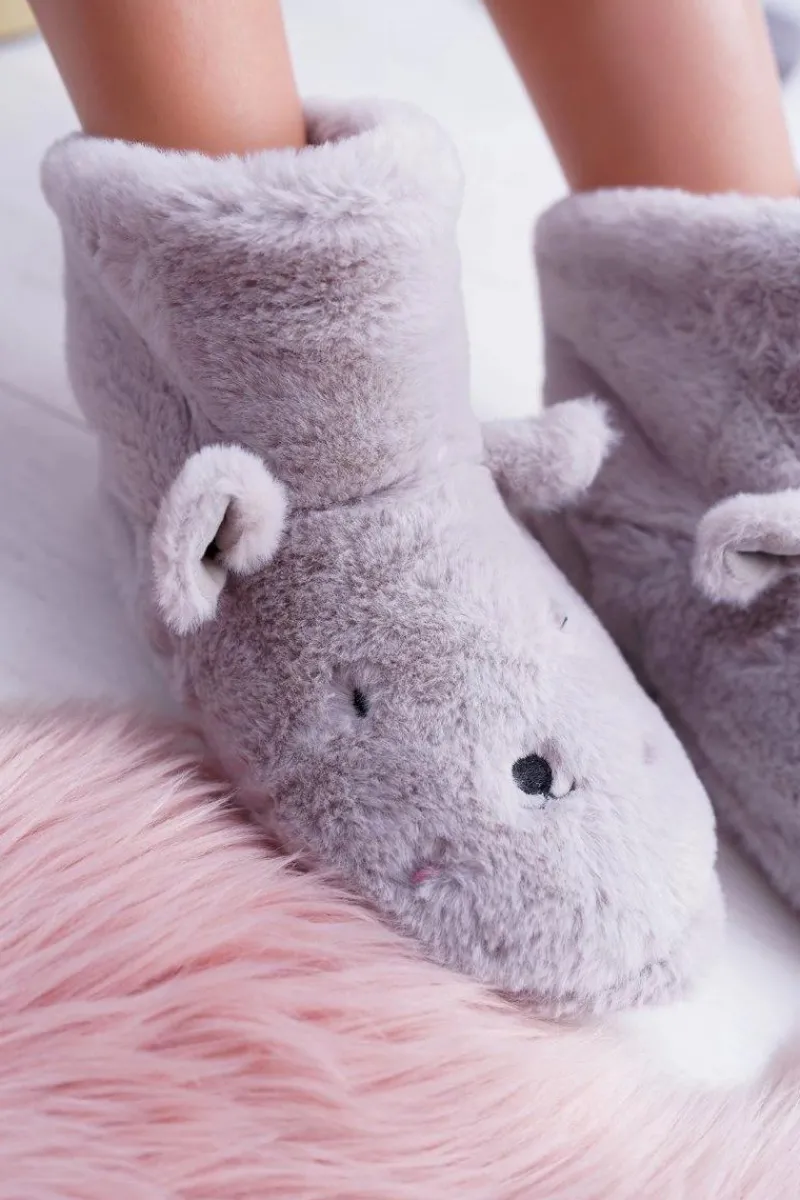 Sale Boto SOXO Ciepłe Domowe Szare Botki Papcie Króliczki 94529
