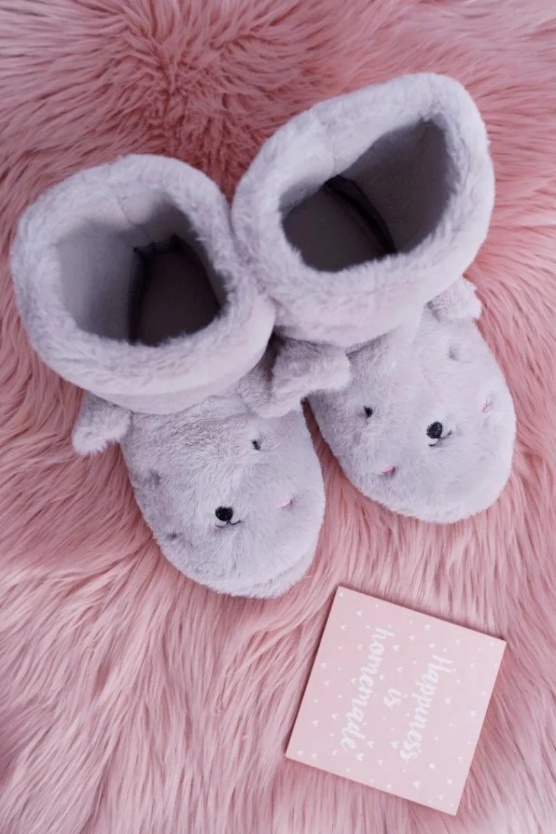 Sale Boto SOXO Ciepłe Domowe Szare Botki Papcie Króliczki 94529