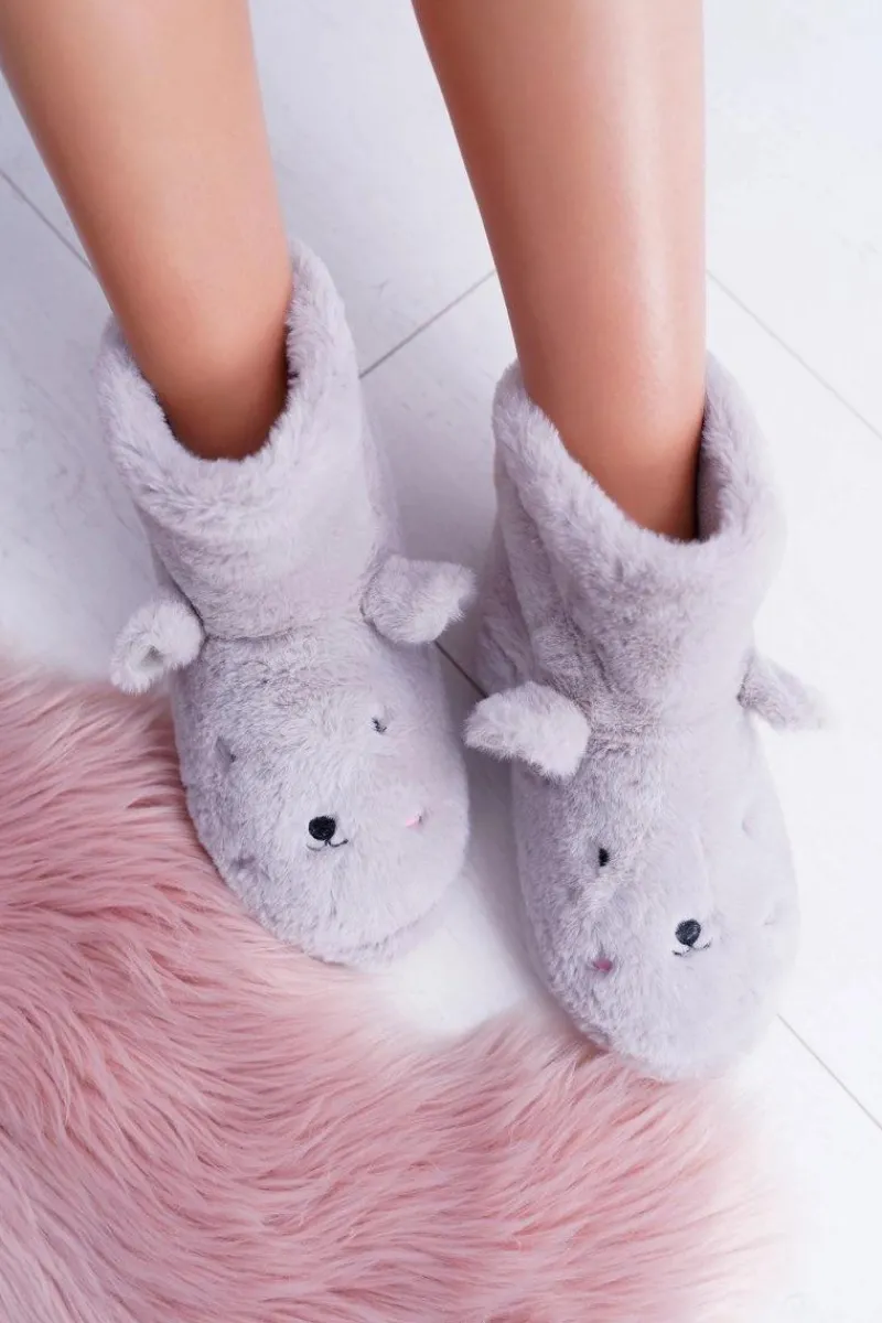 Sale Boto SOXO Ciepłe Domowe Szare Botki Papcie Króliczki 94529