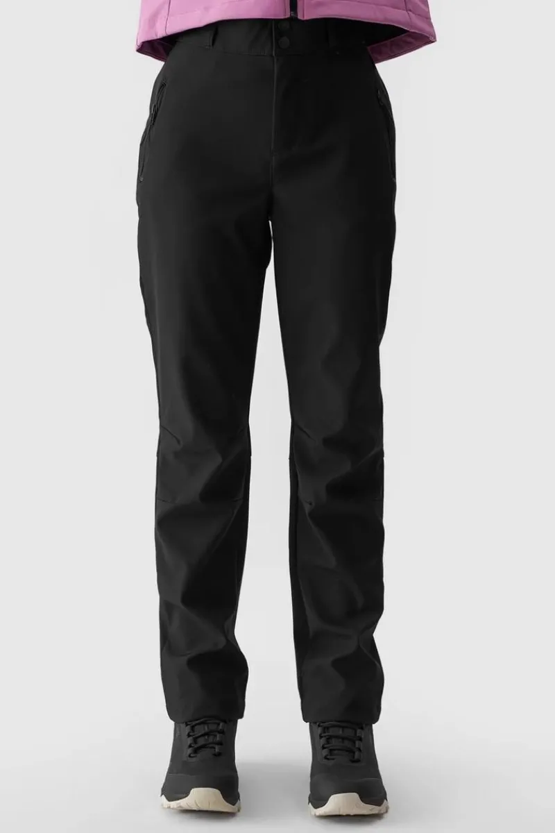 Outlet Spodnie trekkingowe Softshellowe Membrana 5000 Damskie WAW24TFTRF0784-20S Czarne Damskie Spodnie Damskie|Odzież 4F