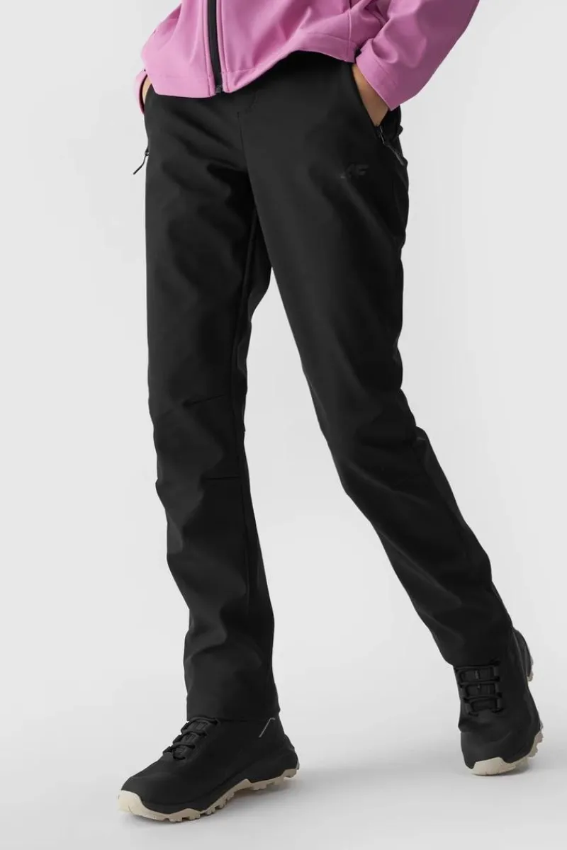 Outlet Spodnie trekkingowe Softshellowe Membrana 5000 Damskie WAW24TFTRF0784-20S Czarne Damskie Spodnie Damskie|Odzież 4F