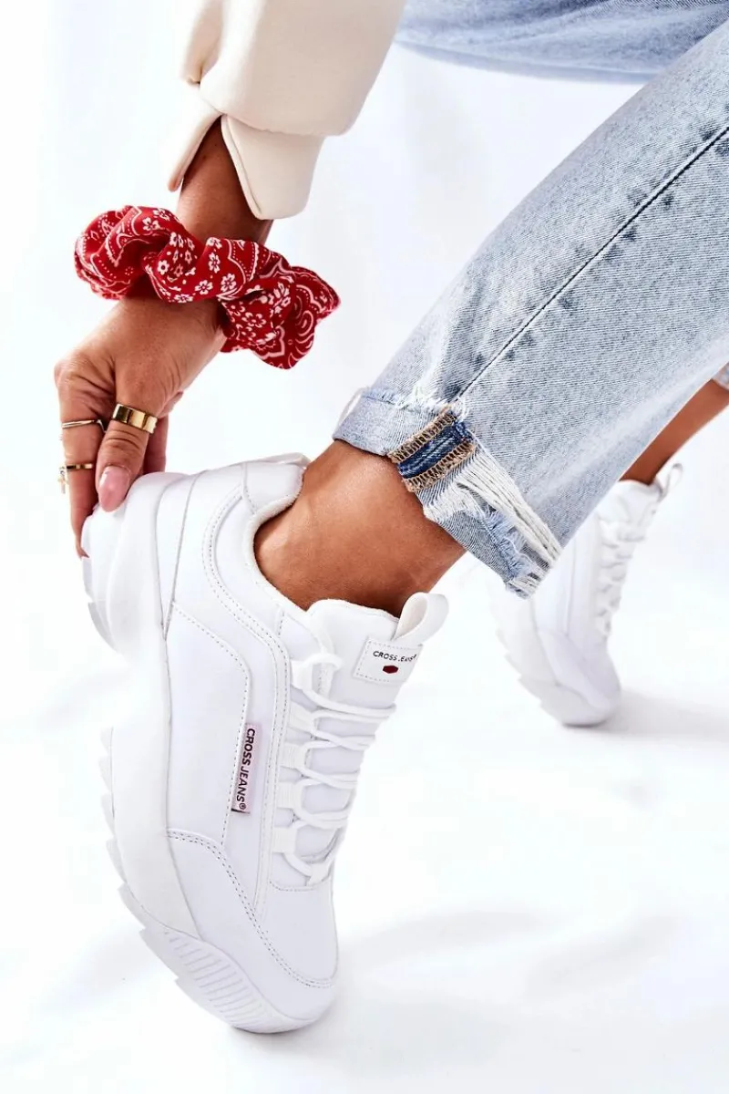 Clearance Sportowe Buty Białe EE2R4133C Damskie Trampki Damskie Cross Jeans