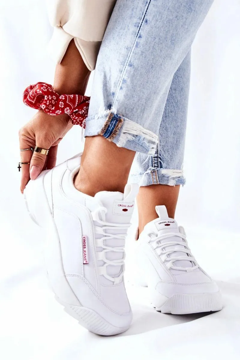 Clearance Sportowe Buty Białe EE2R4133C Damskie Trampki Damskie Cross Jeans