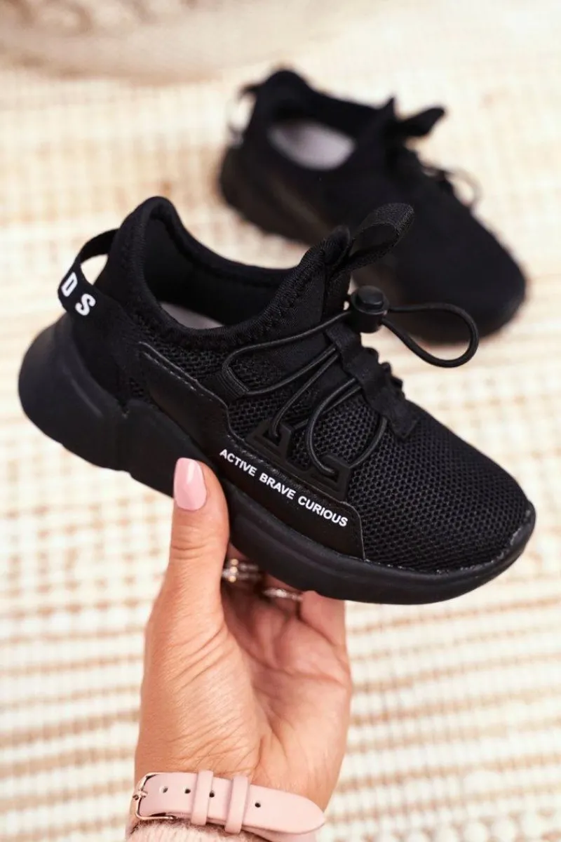 New Sportowe Buty Dziecięce Młodzieżowe Czarne ABCKIDS B012210073 Dzieci Dziewczęce