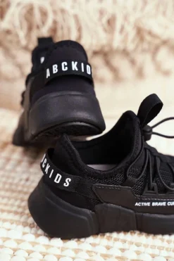New Sportowe Buty Dziecięce Młodzieżowe Czarne ABCKIDS B012210073 Dzieci Dziewczęce