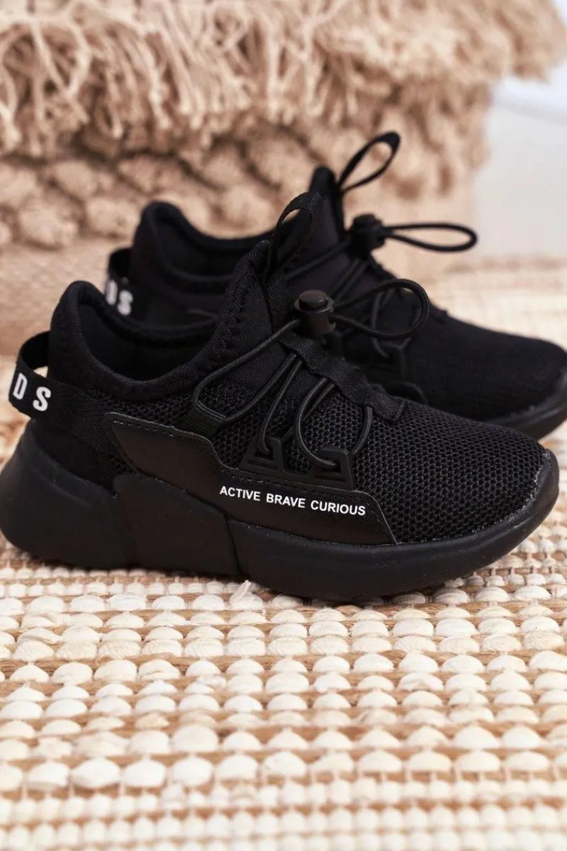 New Sportowe Buty Dziecięce Młodzieżowe Czarne ABCKIDS B012210073 Dzieci Dziewczęce