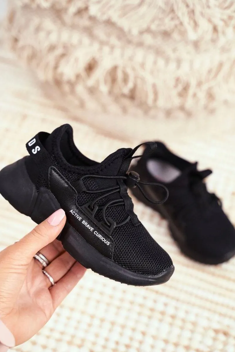 New Sportowe Buty Dziecięce Młodzieżowe Czarne ABCKIDS B012210073 Dzieci Dziewczęce