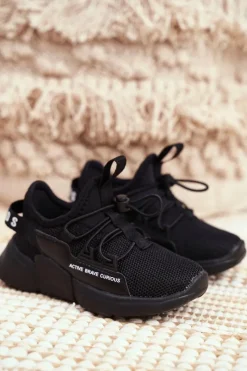 New Sportowe Buty Dziecięce Młodzieżowe Czarne ABCKIDS B012210073 Dzieci Dziewczęce