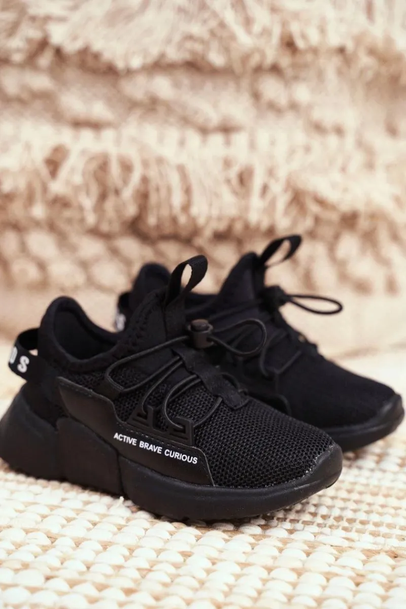 New Sportowe Buty Dziecięce Młodzieżowe Czarne ABCKIDS B012210073 Dzieci Dziewczęce