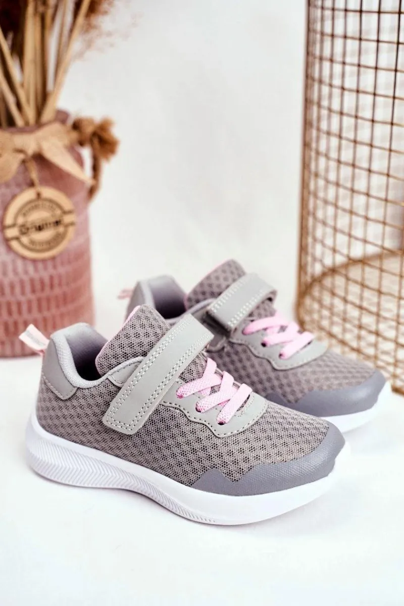 Online Sportowe Buty Dziecięce Na Rzepy Szare Mirabell Dzieci Dziewczęce