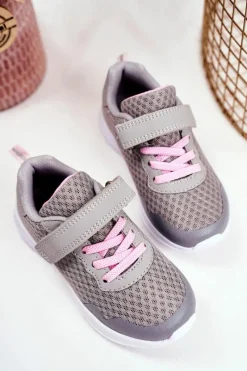 Online Sportowe Buty Dziecięce Na Rzepy Szare Mirabell Dzieci Dziewczęce