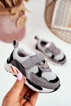 Best Boto Sportowe Buty Dziecięce na Rzep Szare Yetto