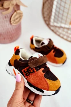 Sale Boto Sportowe Buty Dziecięce na Rzep Brązowe Jonaba