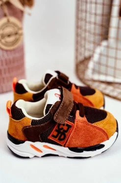 Sale Boto Sportowe Buty Dziecięce na Rzep Brązowe Jonaba