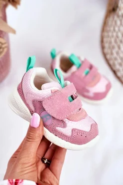 Online Sportowe Buty Dziecięce na Rzep Zamszowe Różowe Malbred Dzieci Dziewczęce