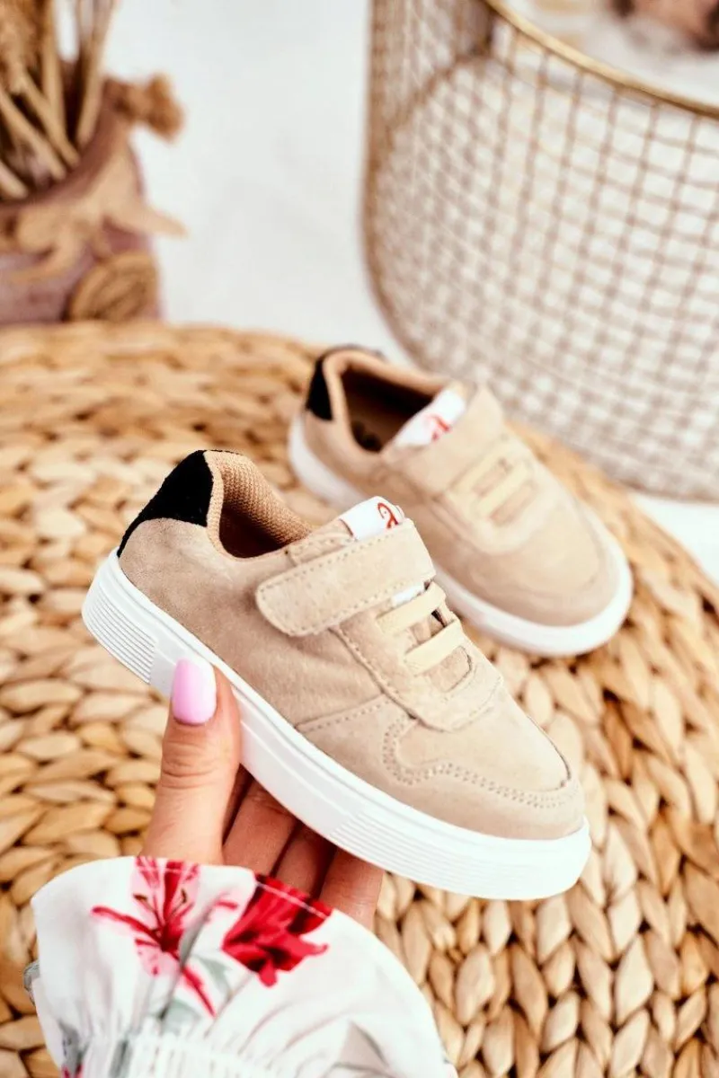 Dziewczęce>Boto Sportowe Buty Dziecięce na Rzep Beżowe Albatros