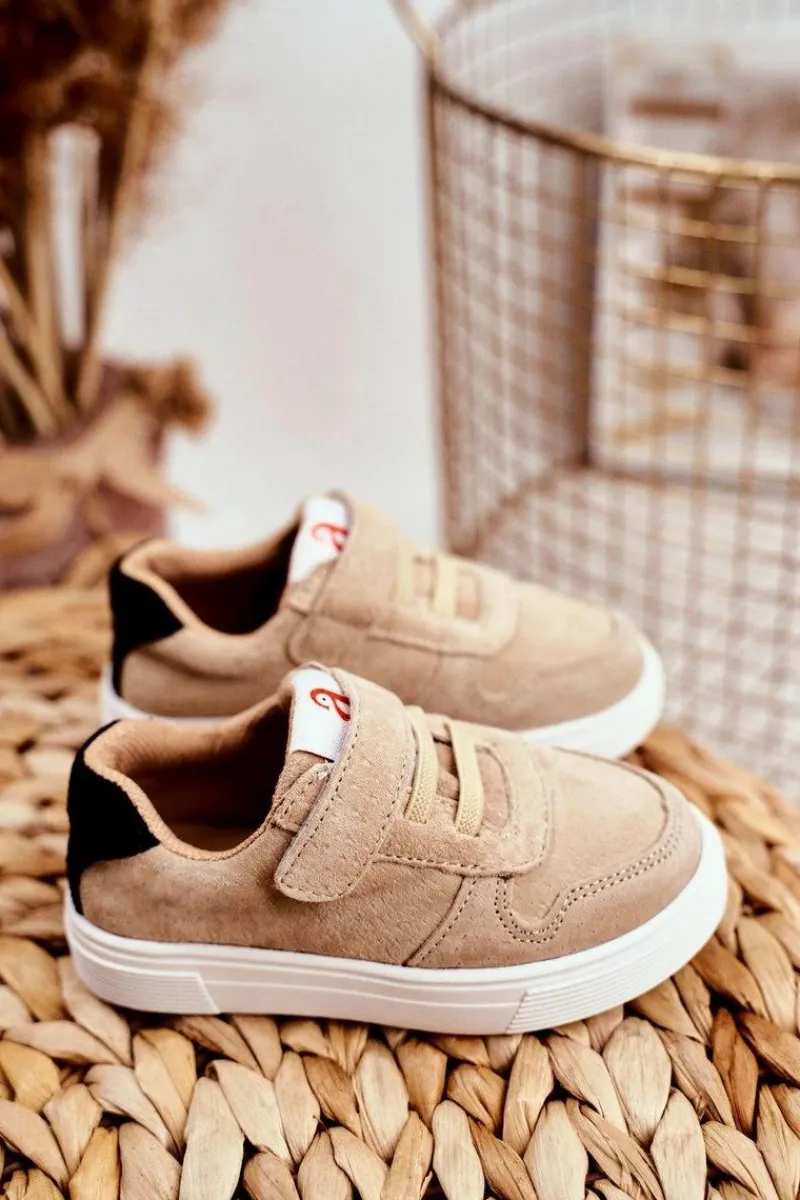 Dziewczęce>Boto Sportowe Buty Dziecięce na Rzep Beżowe Albatros