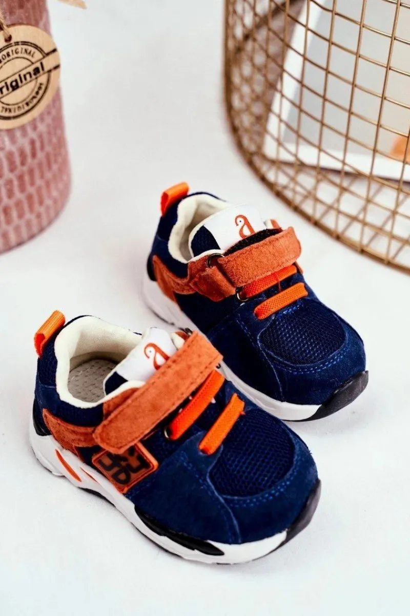 Clearance Sportowe Buty Dziecięce na Rzep Granatowe Jonaba Dzieci Dziewczęce