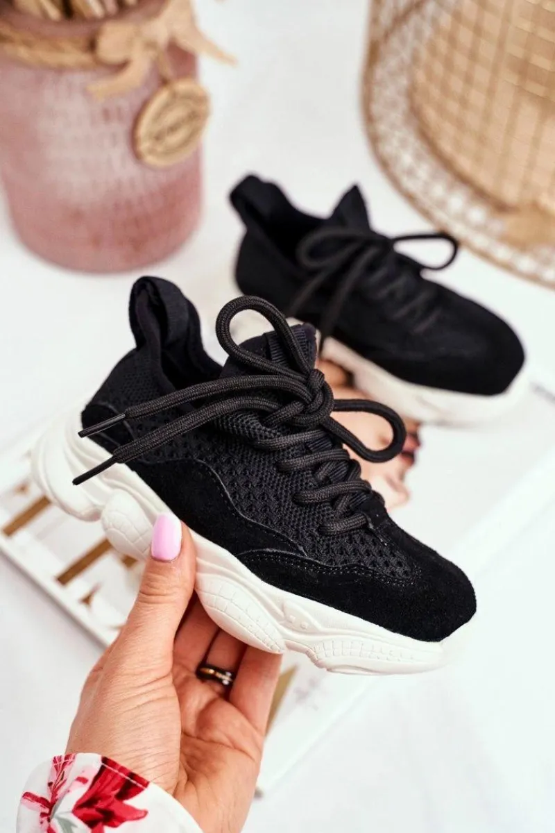 Best Sportowe Buty Dziecięce Sznurowane Zamszowe Czarne Volema Dzieci Dziewczęce