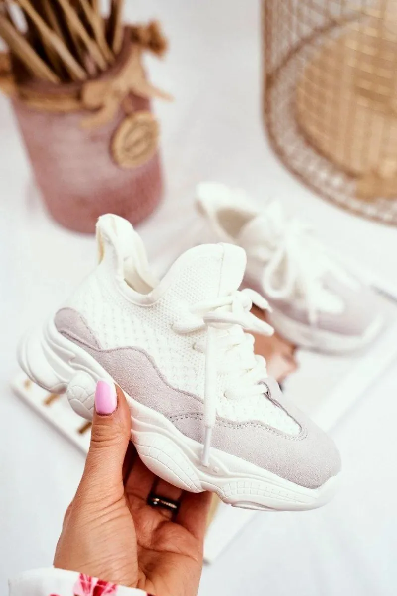 Dziewczęce>Evento Sportowe Buty Dziecięce Sznurowane Zamszowe Białe Volema