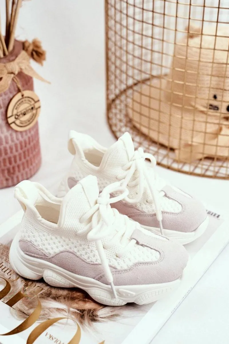 Dziewczęce>Evento Sportowe Buty Dziecięce Sznurowane Zamszowe Białe Volema