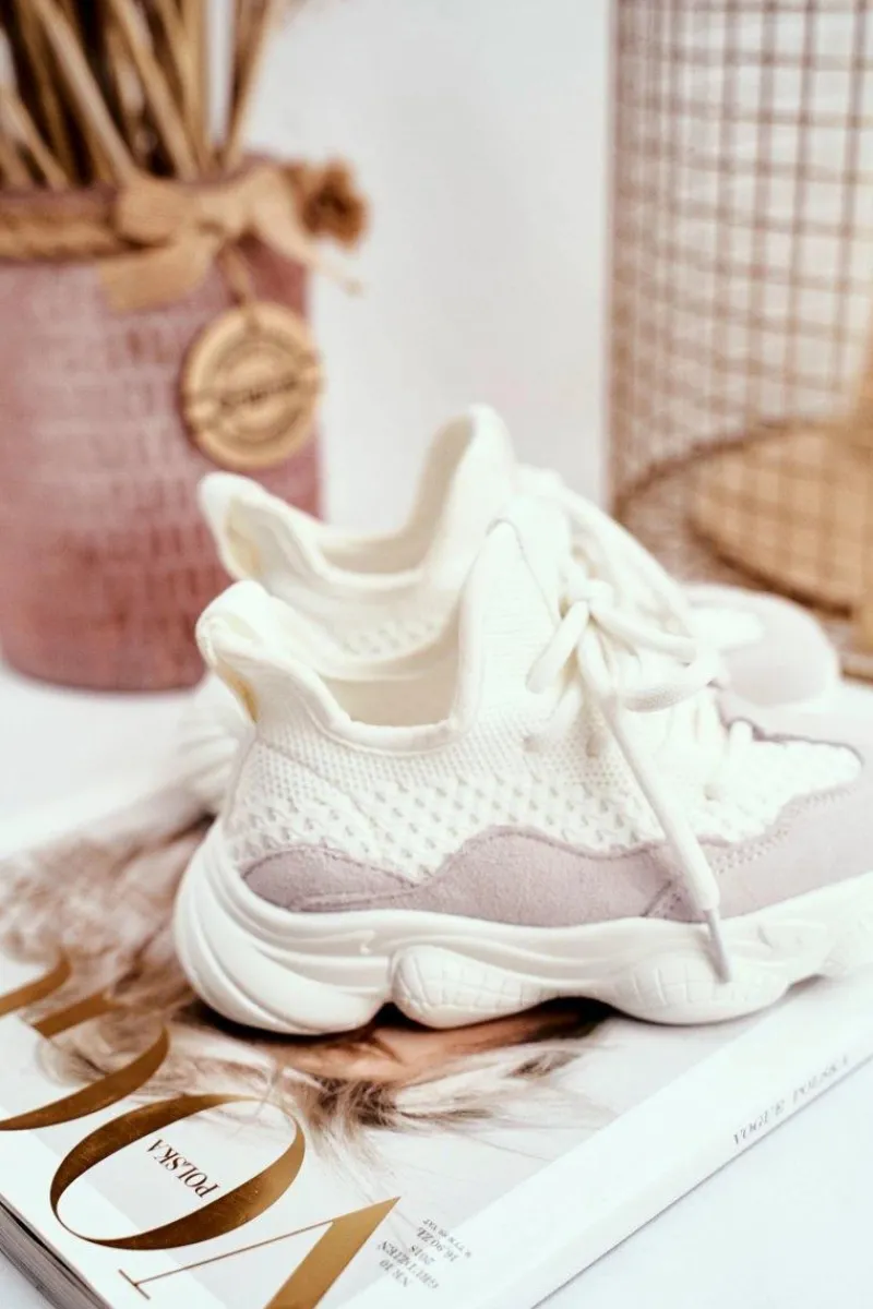 Dziewczęce>Evento Sportowe Buty Dziecięce Sznurowane Zamszowe Białe Volema