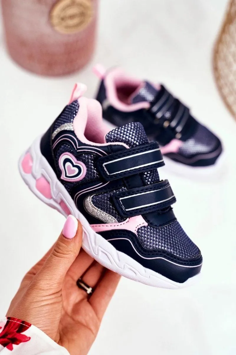 Dziewczęce>Evento Sportowe Buty Dziecięce Świecące Na Rzepy Granatowe Scarlet