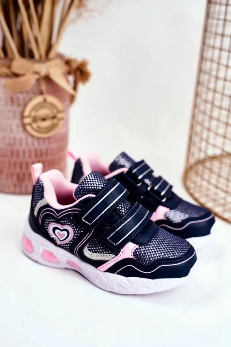 Dziewczęce>Evento Sportowe Buty Dziecięce Świecące Na Rzepy Granatowe Scarlet