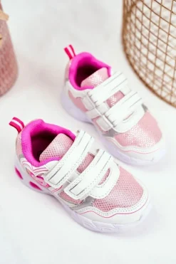 Discount Evento Sportowe Buty Dziecięce Świecące Na Rzepy Białe Scarlet