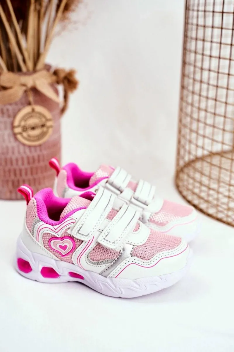 Discount Evento Sportowe Buty Dziecięce Świecące Na Rzepy Białe Scarlet