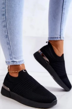 Buty Sportowe Na Platformie>Evento Sportowe Buty Materiałowe Czarne Lorento