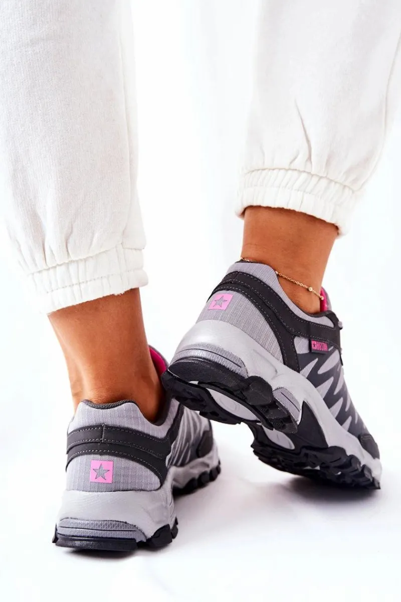 Trampki Damskie Big Star|Buty Sportowe Na Platformie>Big Star Shoes Sportowe Buty Memory Foam Big Star GG274499 Szare