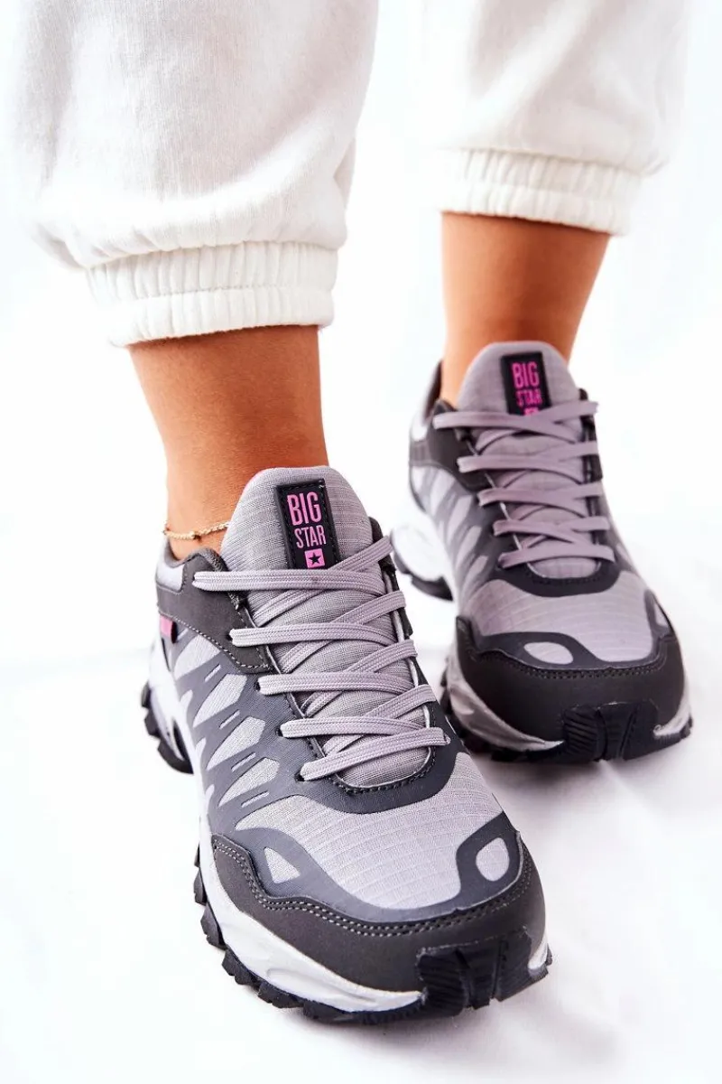 Trampki Damskie Big Star|Buty Sportowe Na Platformie>Big Star Shoes Sportowe Buty Memory Foam Big Star GG274499 Szare