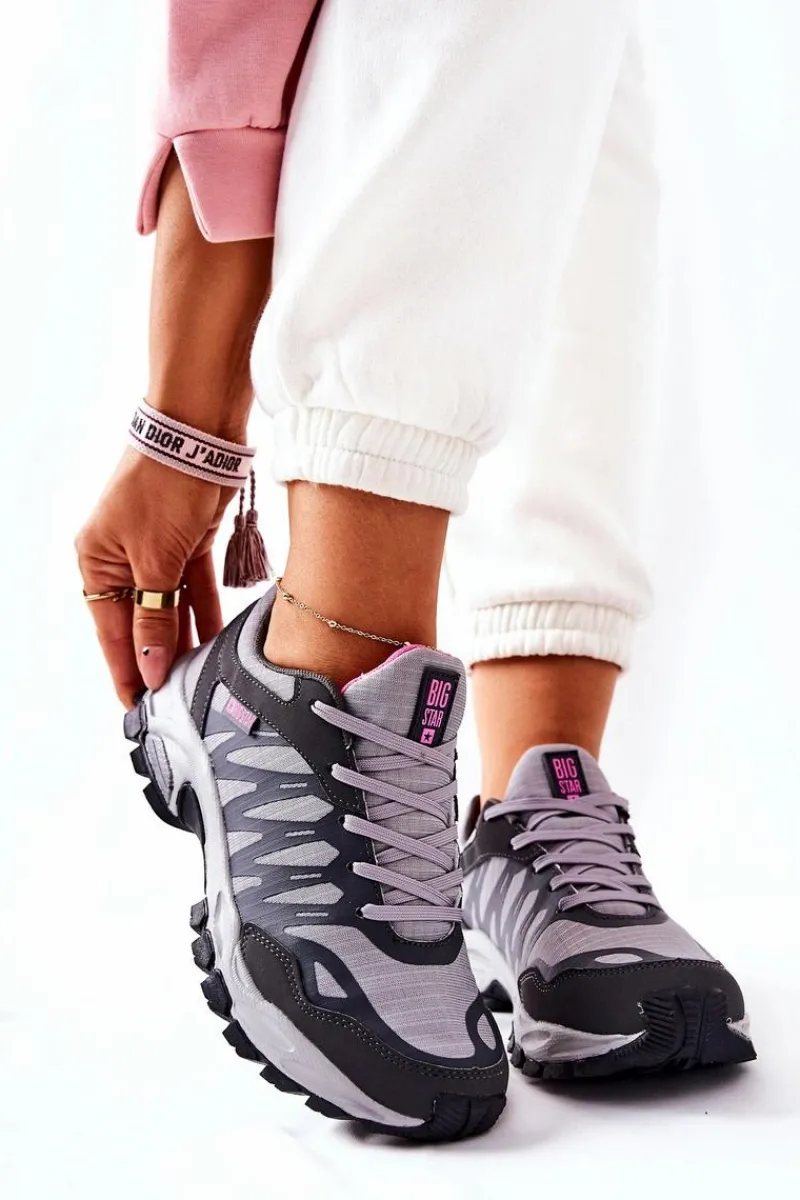 Trampki Damskie Big Star|Buty Sportowe Na Platformie>Big Star Shoes Sportowe Buty Memory Foam Big Star GG274499 Szare