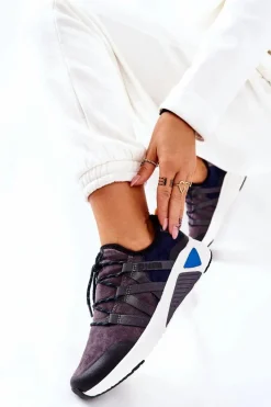 Outlet Big Star Shoes Sportowe Buty Memory Foam Big Star II274309 Granatowe