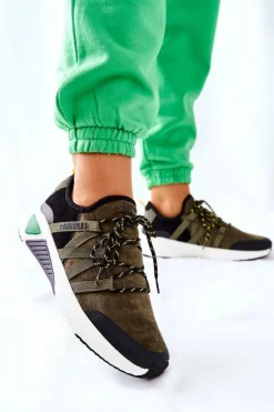 Outlet Sportowe Buty Memory Foam Big Star II274308 Khaki Damskie Trampki Damskie Big Star|Buty Sportowe Na Platformie