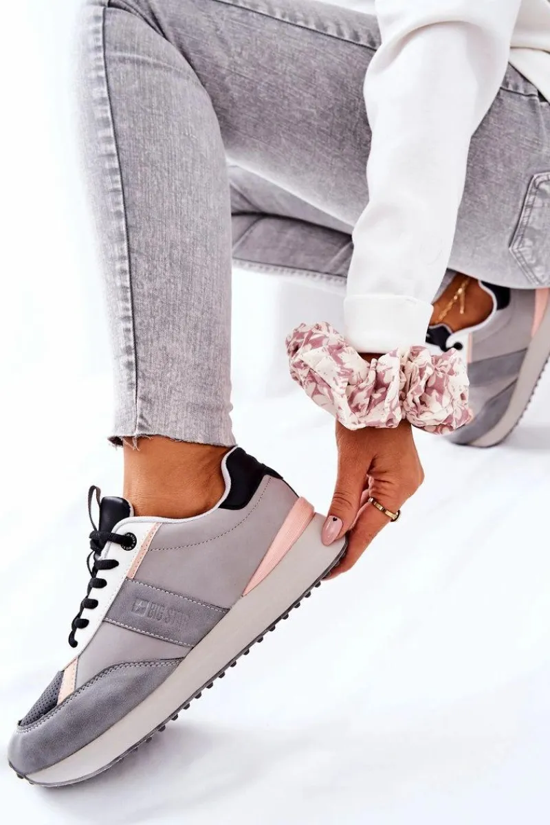 Sale Sportowe Buty Memory Foam Big Star II274398 Szaro-Czarne Damskie Trampki Damskie Big Star|Big Star