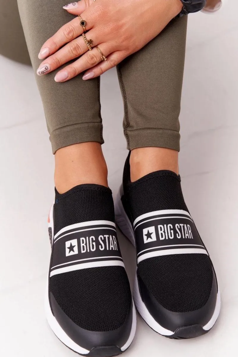 Trampki Damskie Slip-On|Trampki Damskie Big Star>Big Star Shoes Sportowe Buty Slip-On Memory Foam Big Star HH274536 Czarne