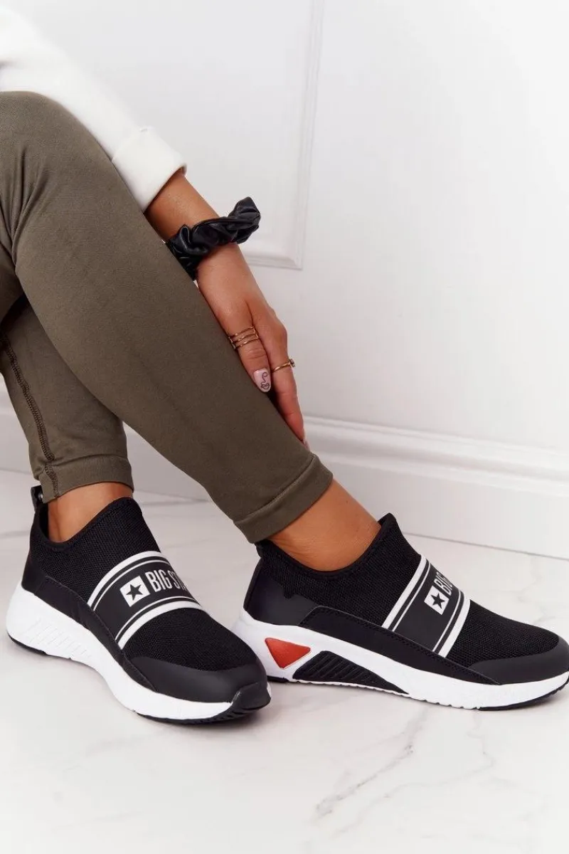 Trampki Damskie Slip-On|Trampki Damskie Big Star>Big Star Shoes Sportowe Buty Slip-On Memory Foam Big Star HH274536 Czarne